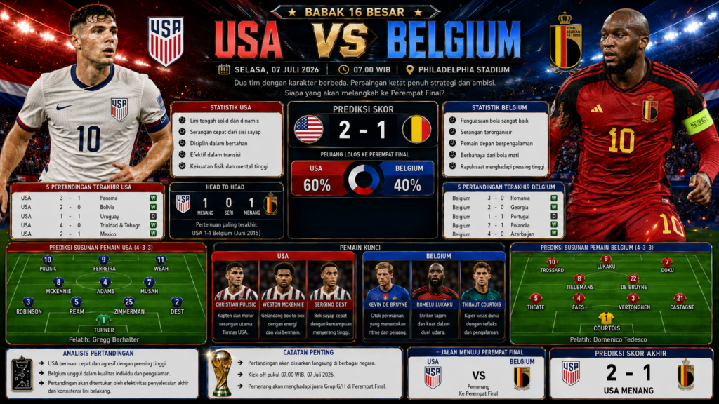 Prediksi USA vs Belgium